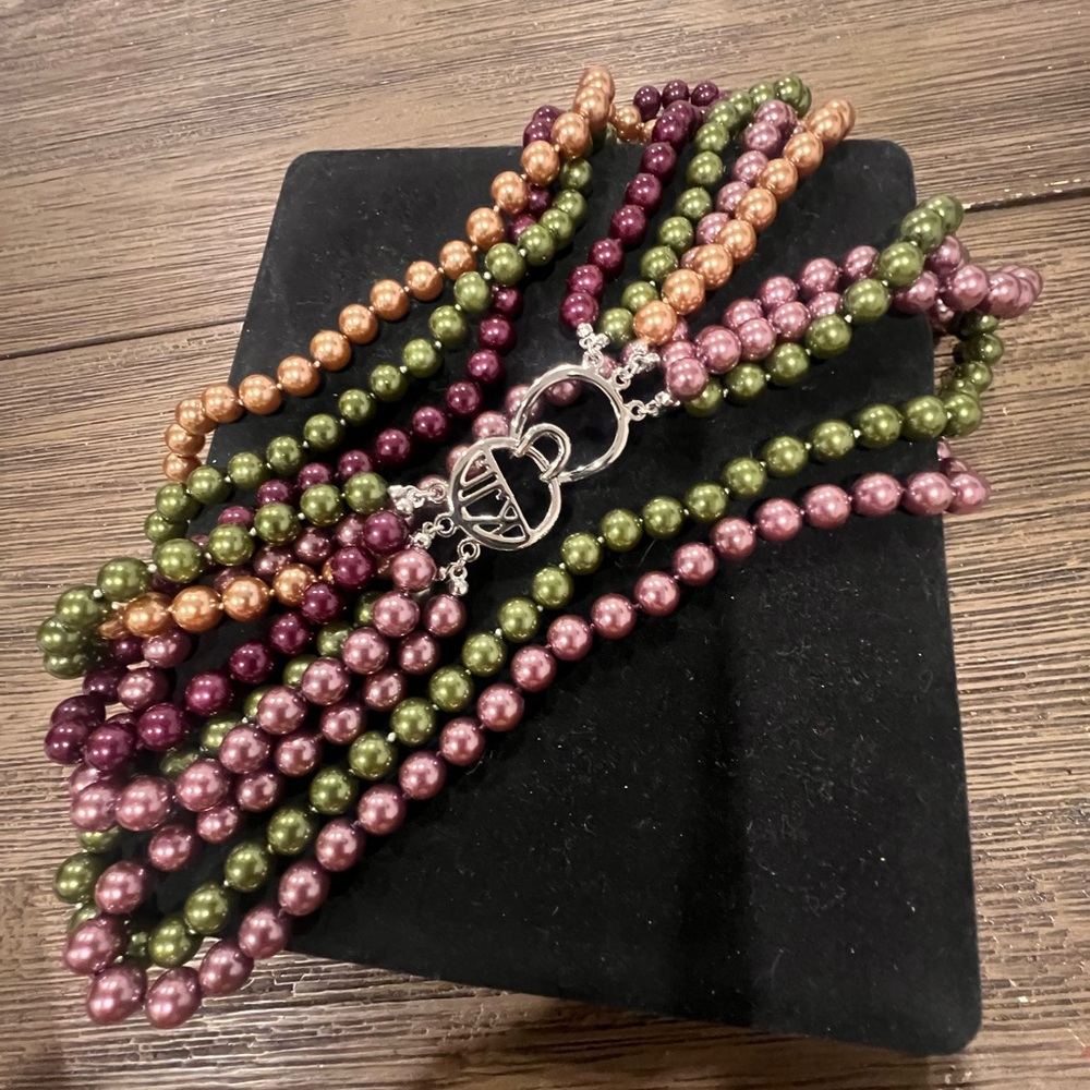 Kenneth Jay Lane runway pearls Multi-Strand choker Necklace 18’